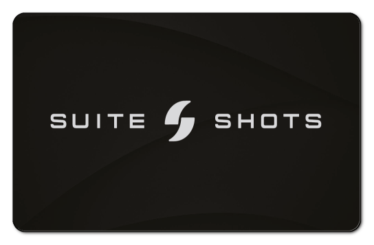 suite shots logo over black background